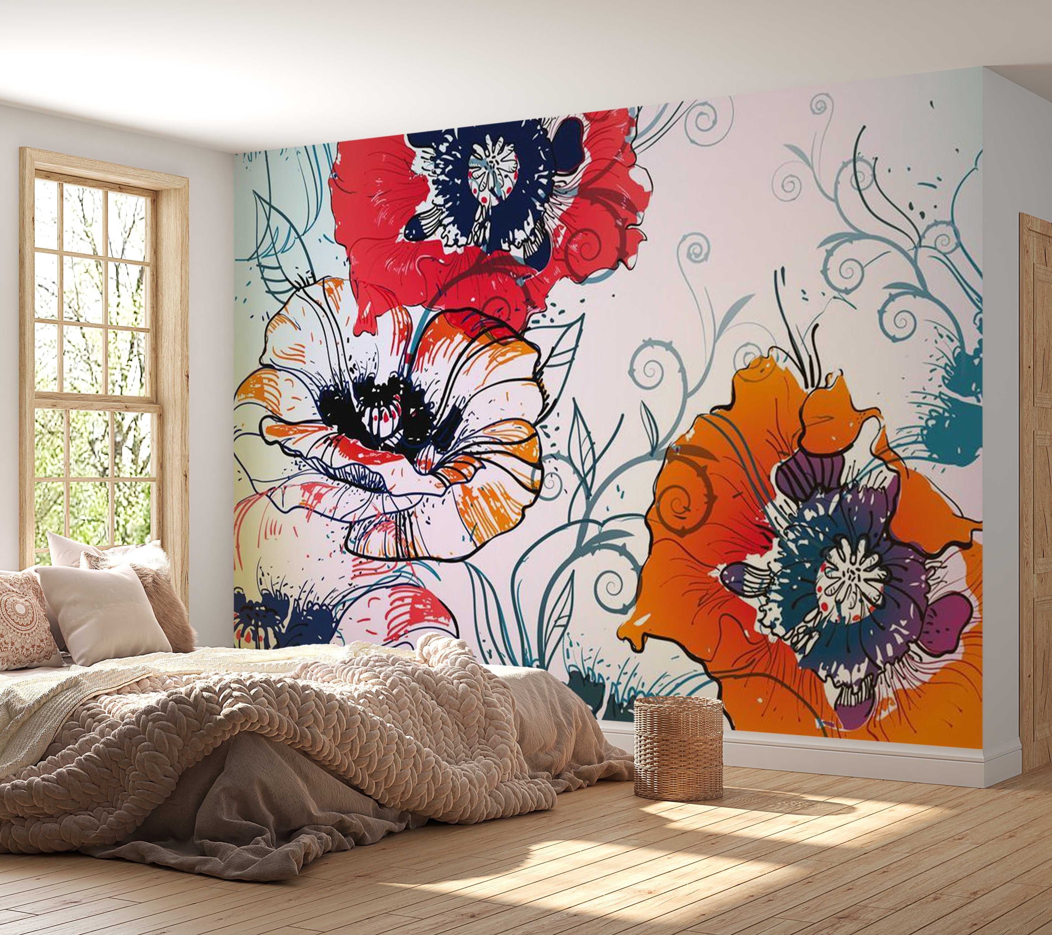 Floral Wallpaper Wall Mural - A Delicate Flower Motif