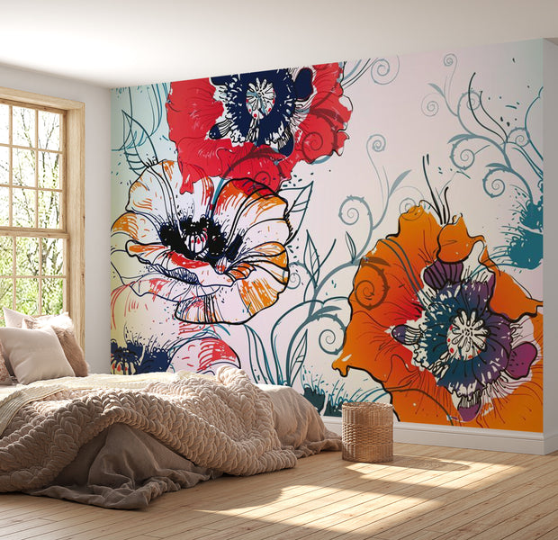Floral Wallpaper Wall Mural - A Delicate Flower Motif