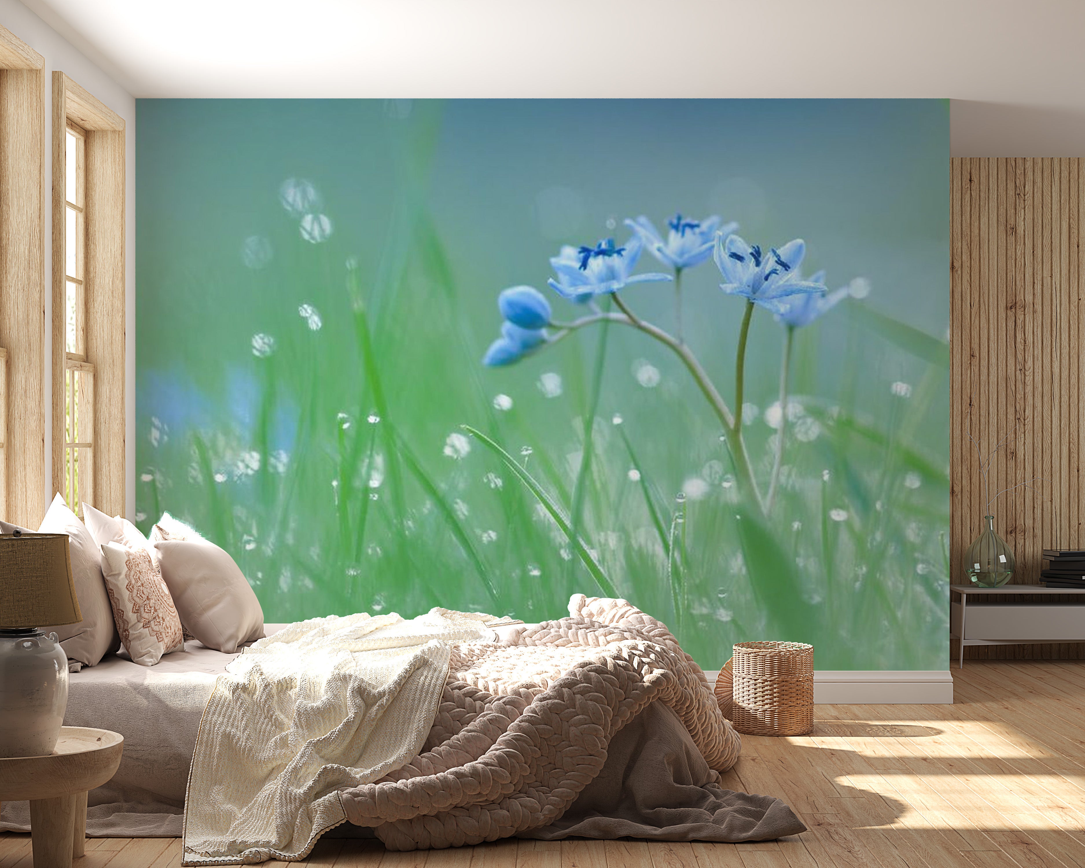 Floral Wallpaper Wall Mural - A Meadow At Dawn