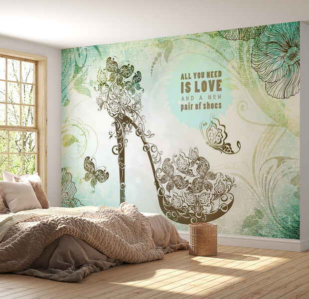 Floral Wallpaper Wall Mural - Flower High Heels