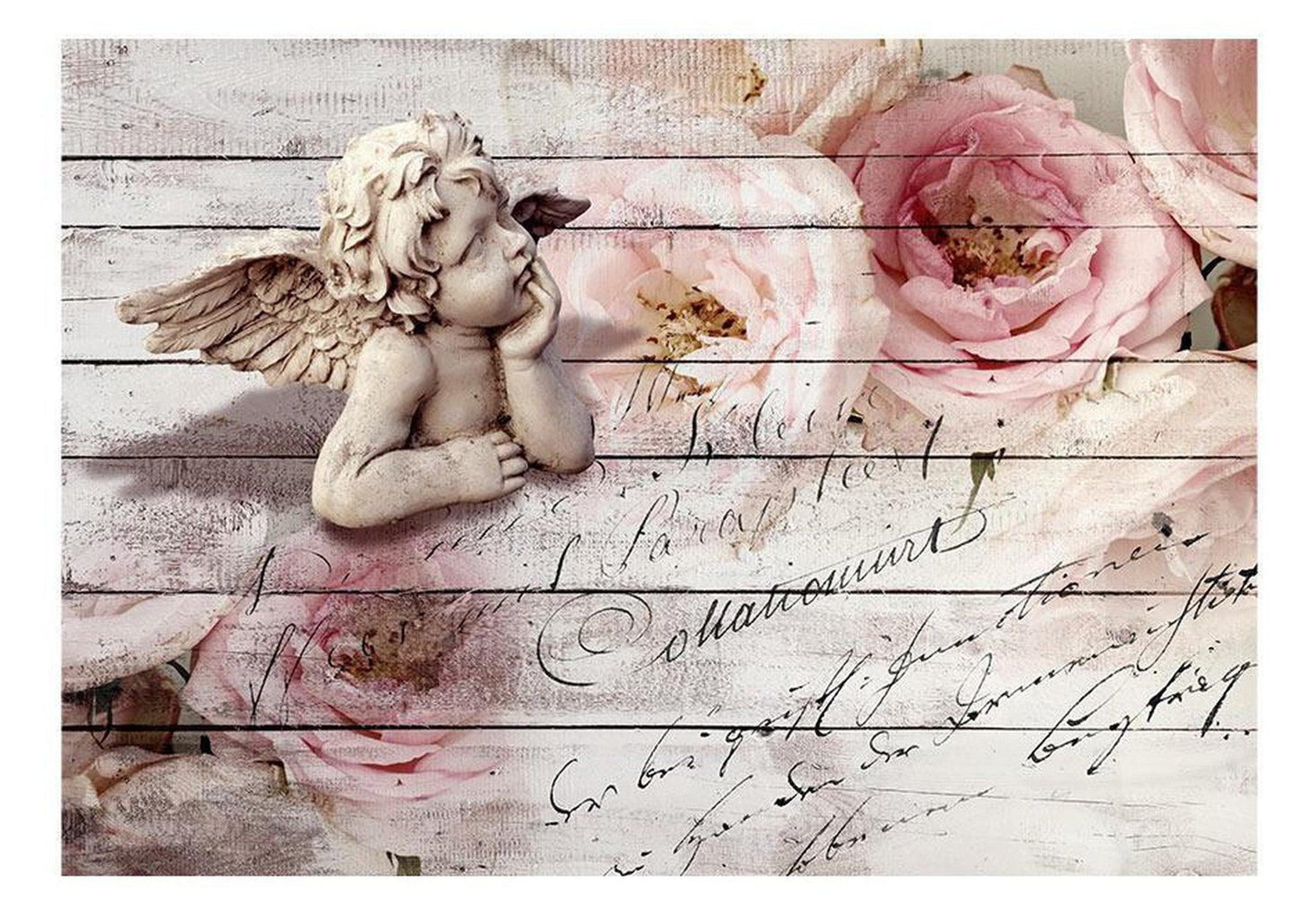 Floral Wallpaper Wall Mural - Vintage Angel Roses