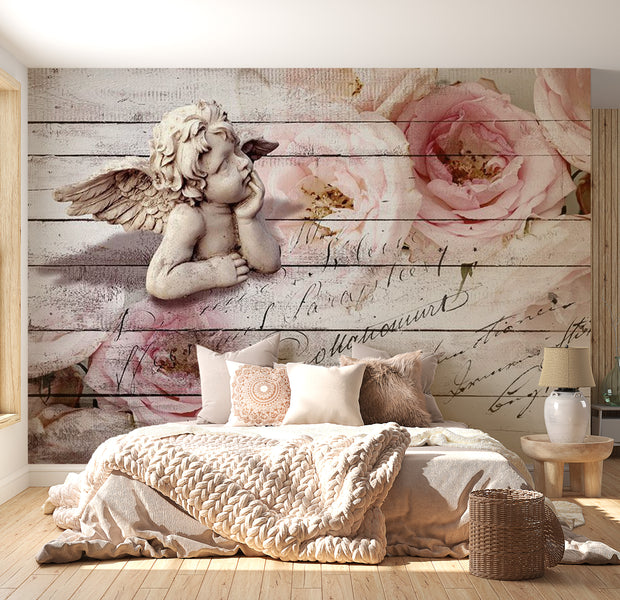 Floral Wallpaper Wall Mural - Vintage Angel Roses