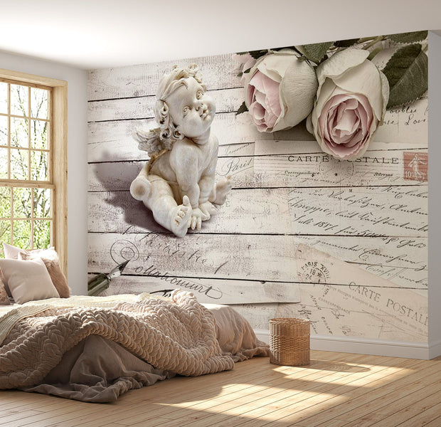 Floral Wallpaper Wall Mural - Angel Letter