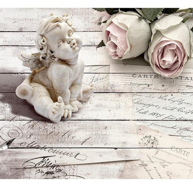 Floral Wallpaper Wall Mural - Angel Letter