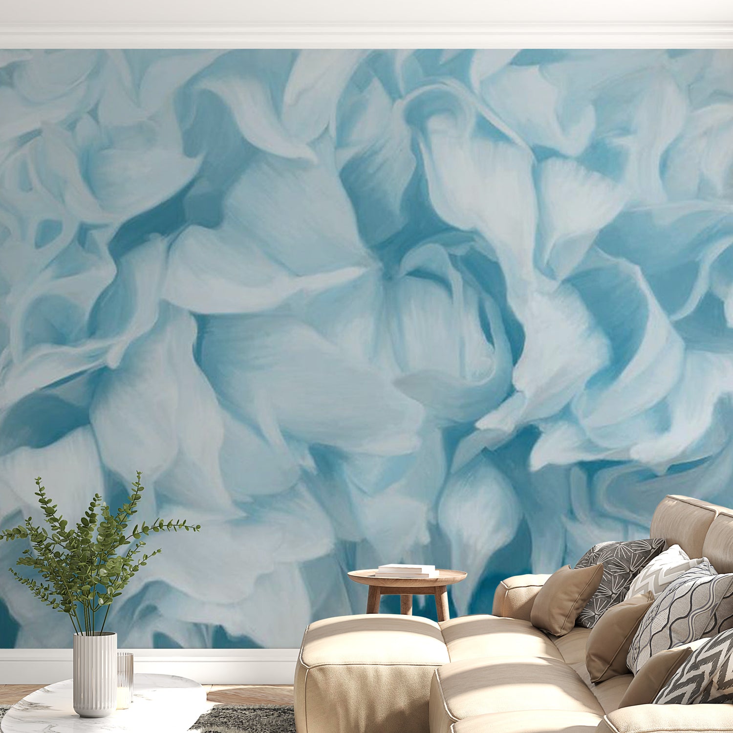 Floral Wallpaper Wall Mural - Azalea Blue