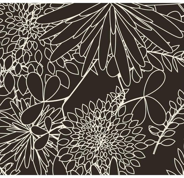Floral Wallpaper Wall Mural - Black And White Floral Background
