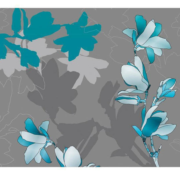 Floral Wallpaper Wall Mural - Blue Magnolias