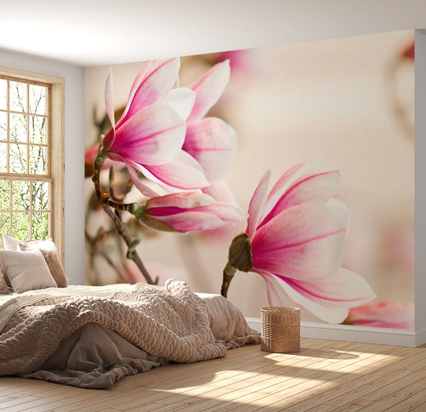 Floral Wallpaper Wall Mural - Branch Of Magnolia Tree