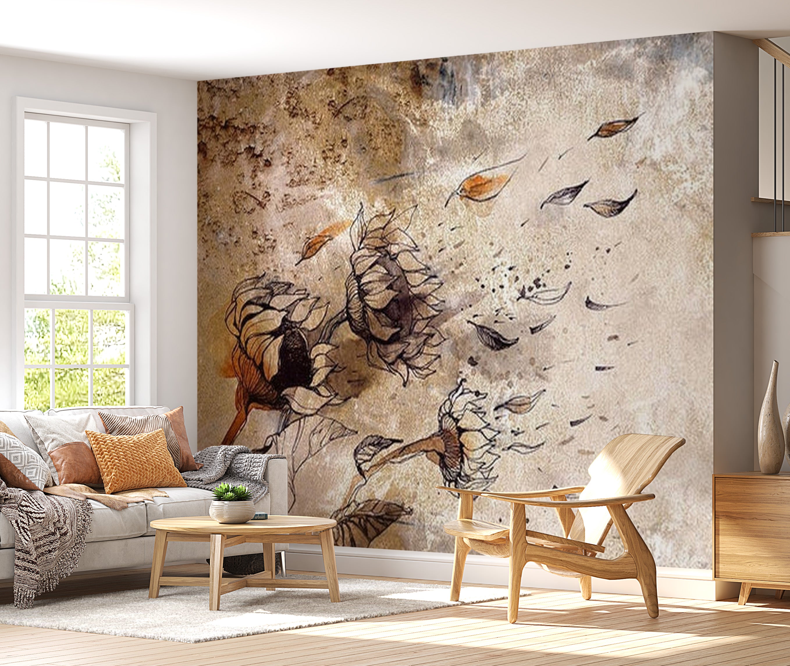 Floral Wallpaper Wall Mural - Breath Of Wind