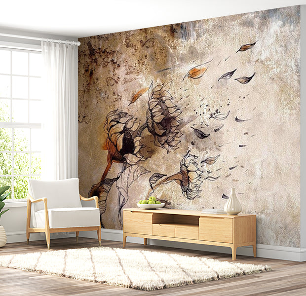 Floral Wallpaper Wall Mural - Breath Of Wind