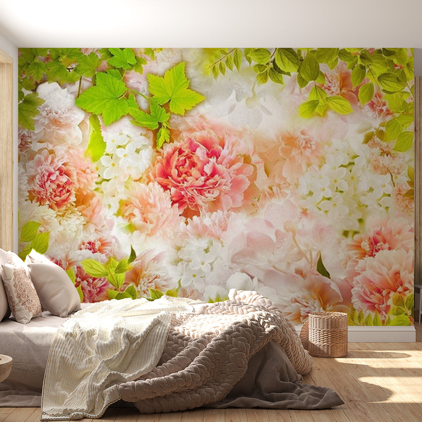 Floral Wallpaper Wall Mural - Bright Peonies