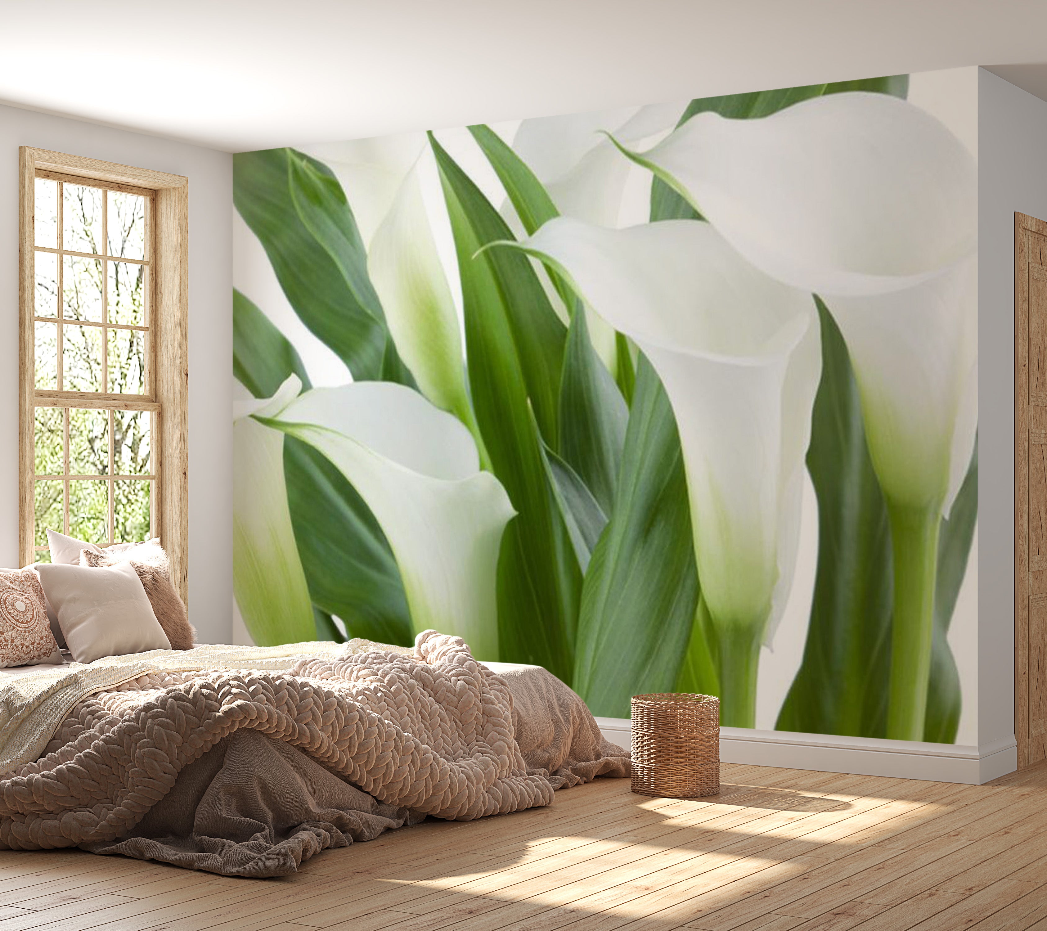 Floral Wallpaper Wall Mural - Bunch Of Flowers Callas