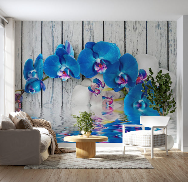 Floral Wallpaper Wall Mural - Cobaltic Orchid
