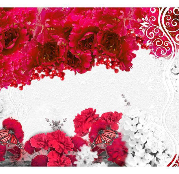Floral Wallpaper Wall Mural - Colors Of Spring: Red