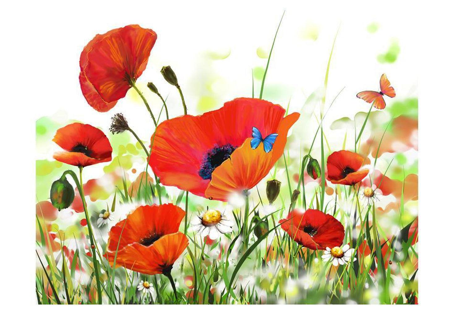 Floral Wallpaper Wall Mural - Country Poppies