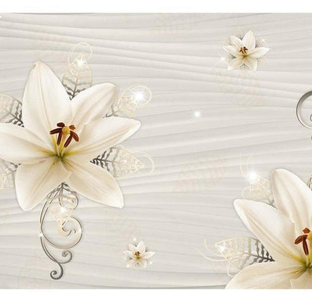 Floral Wallpaper Wall Mural - Creamy Illusion