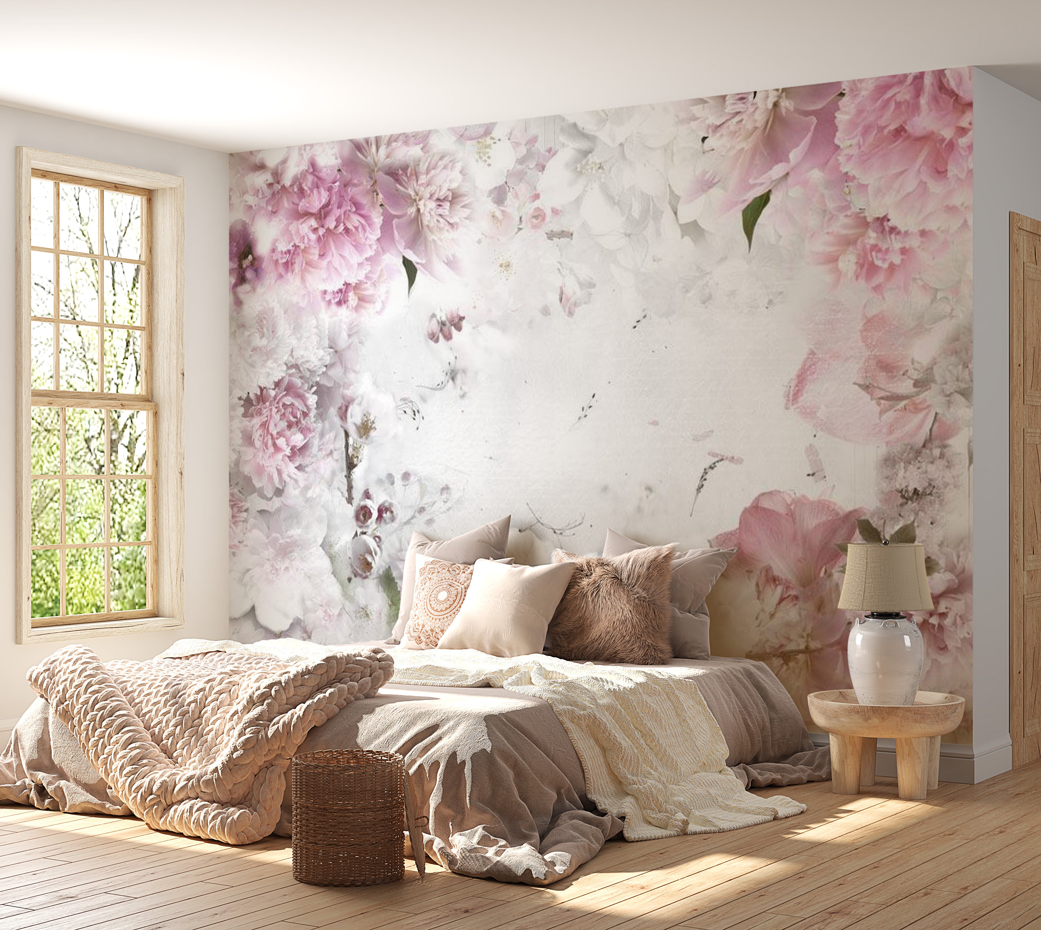 Floral Wallpaper Wall Mural - Dancing Peonies