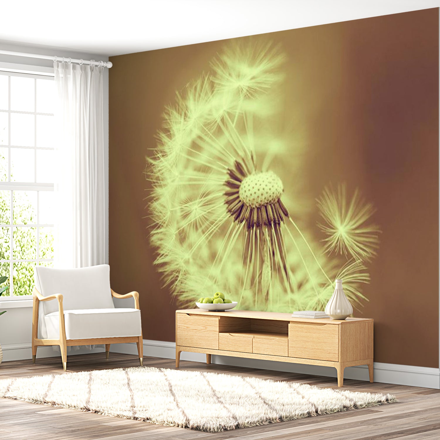 Floral Wallpaper Wall Mural - Dandelion In Summer Light