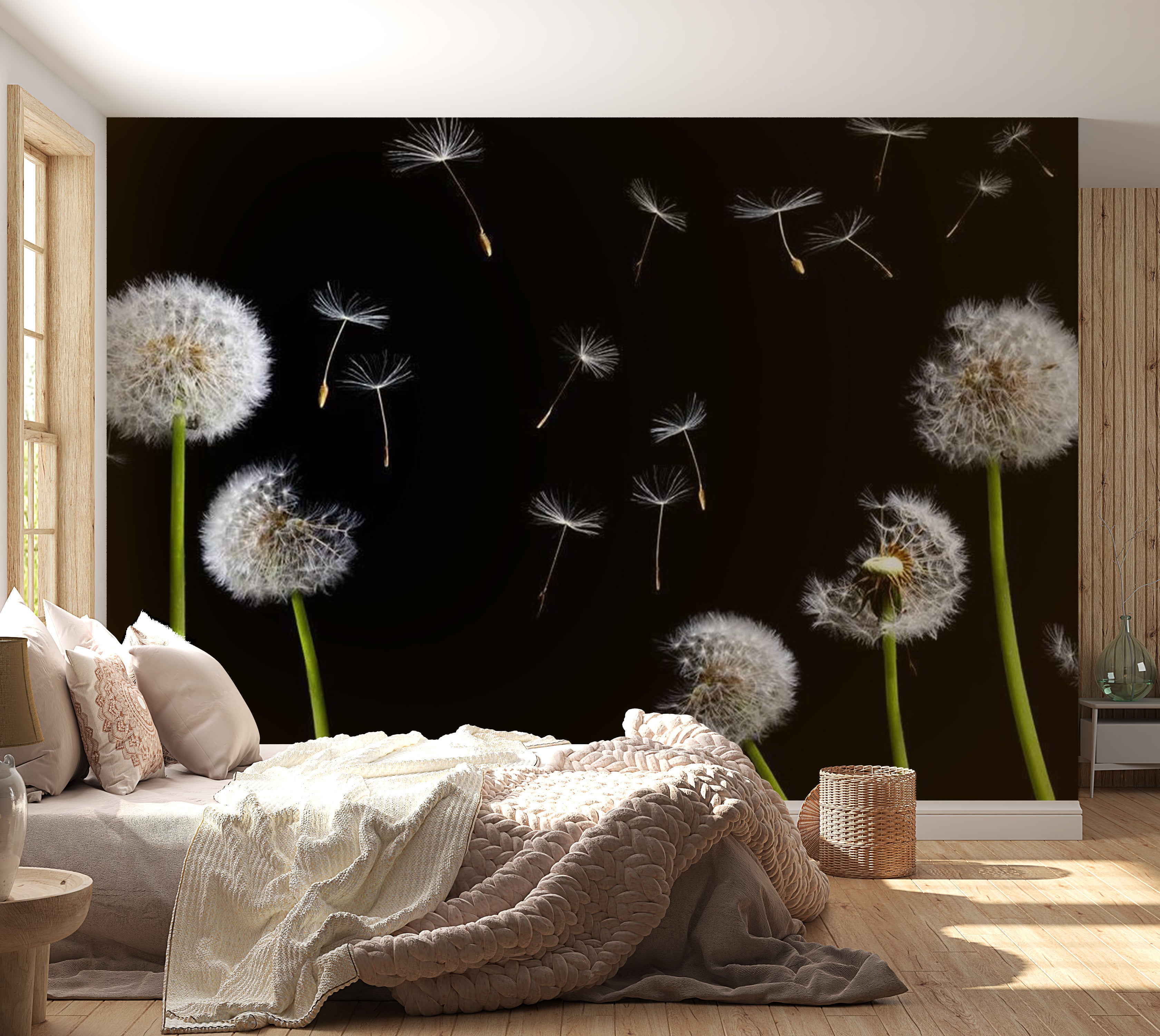 Floral Wallpaper Wall Mural - Dandelions In The Wind