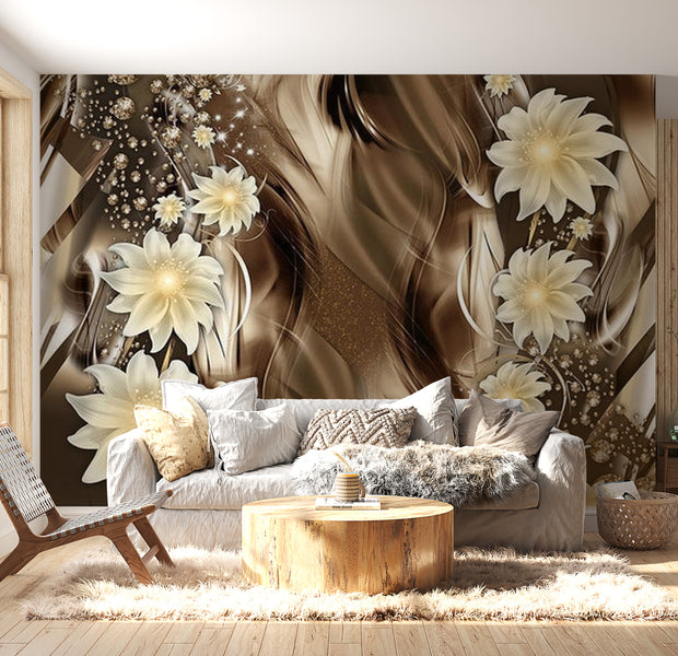 Floral Wallpaper Wall Mural - Depths Of Bronze