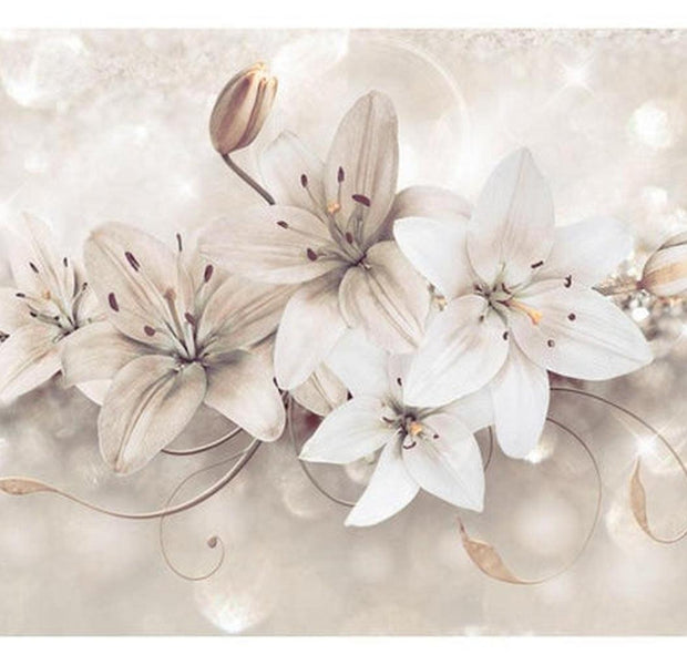 Floral Wallpaper Wall Mural - Diamond Lilies