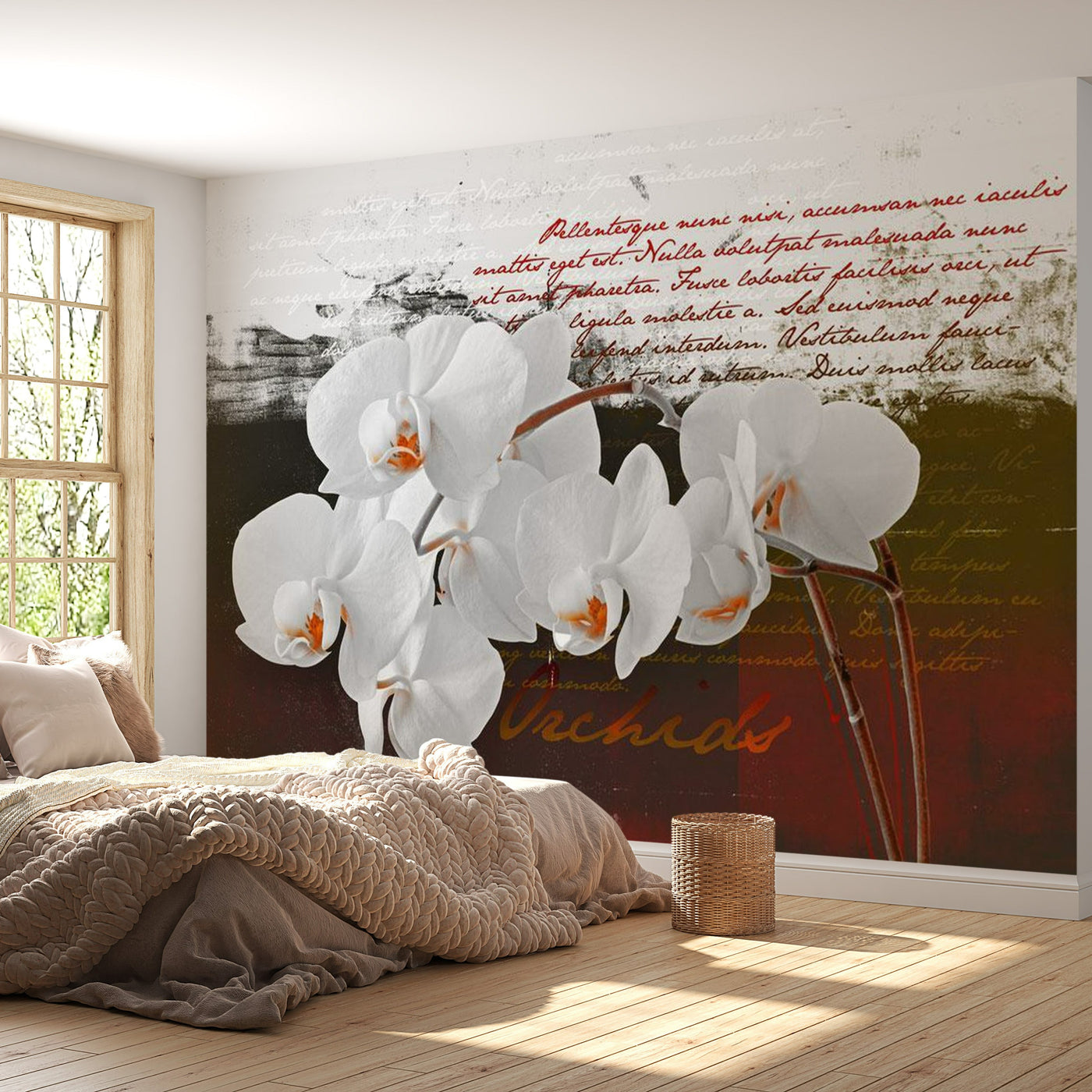 Floral Wallpaper Wall Mural - Diary And Orchid