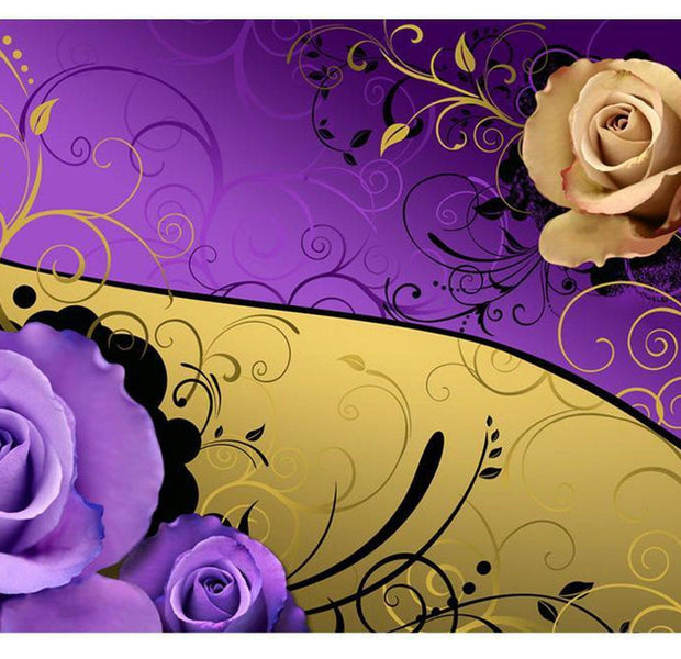 Floral Wallpaper Wall Mural - Purple Rose