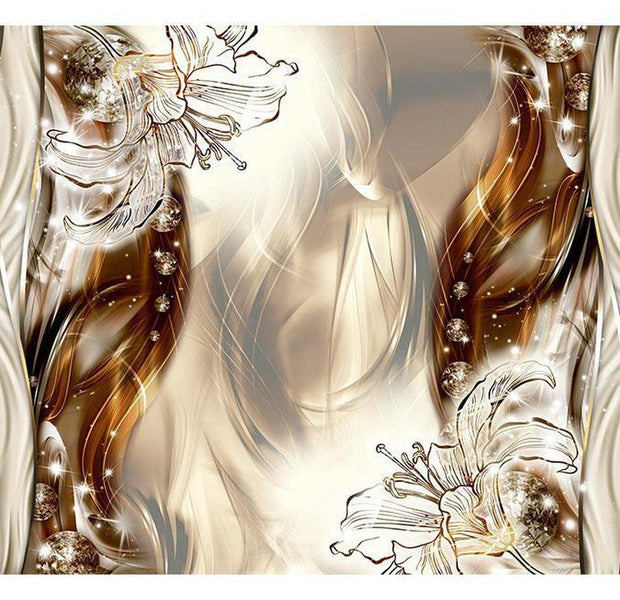 Floral Wallpaper Wall Mural - Sparkling Flowers