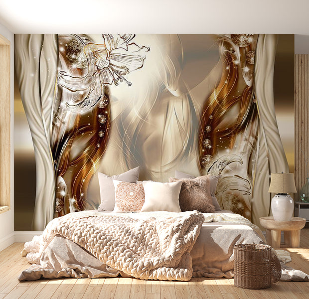 Floral Wallpaper Wall Mural - Sparkling Flowers
