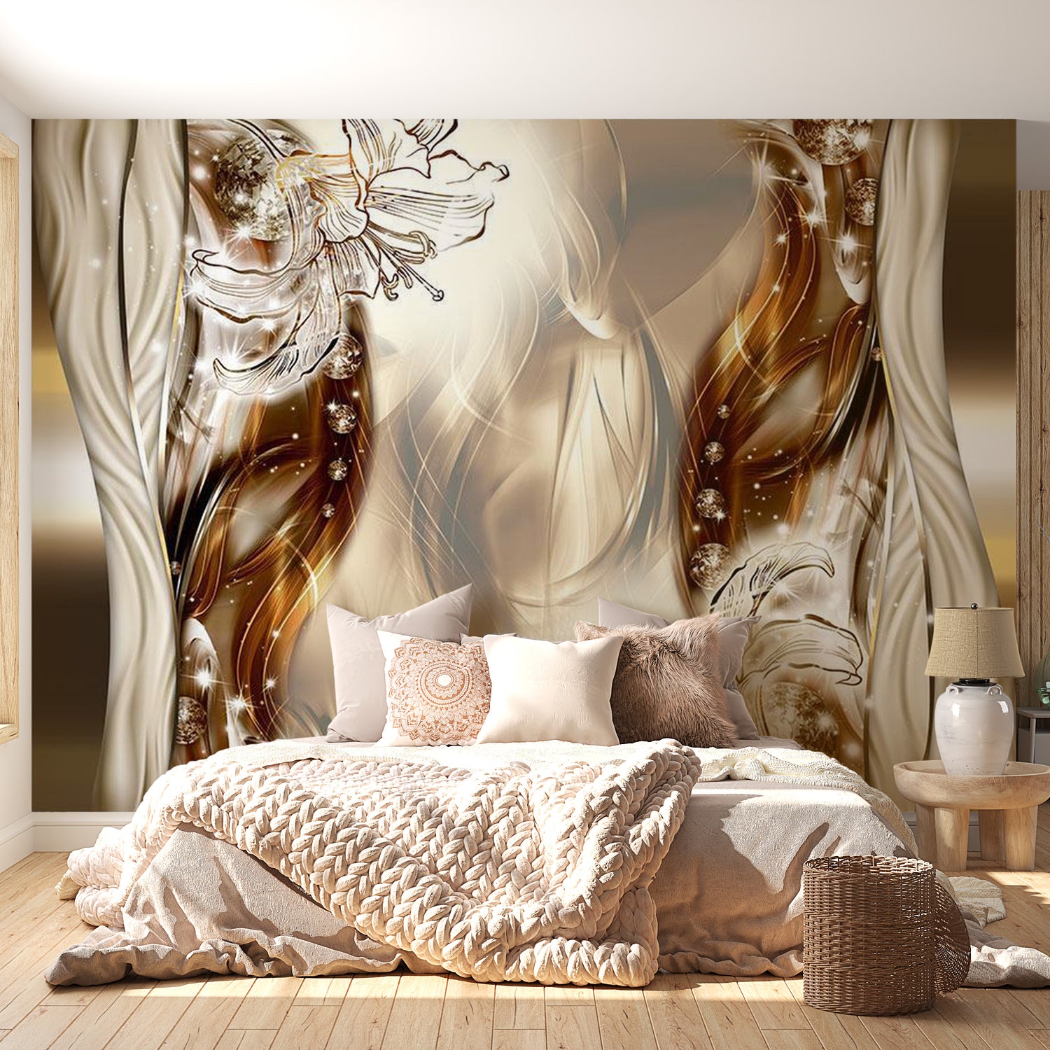 Floral Wallpaper Wall Mural - Sparkling Flowers
