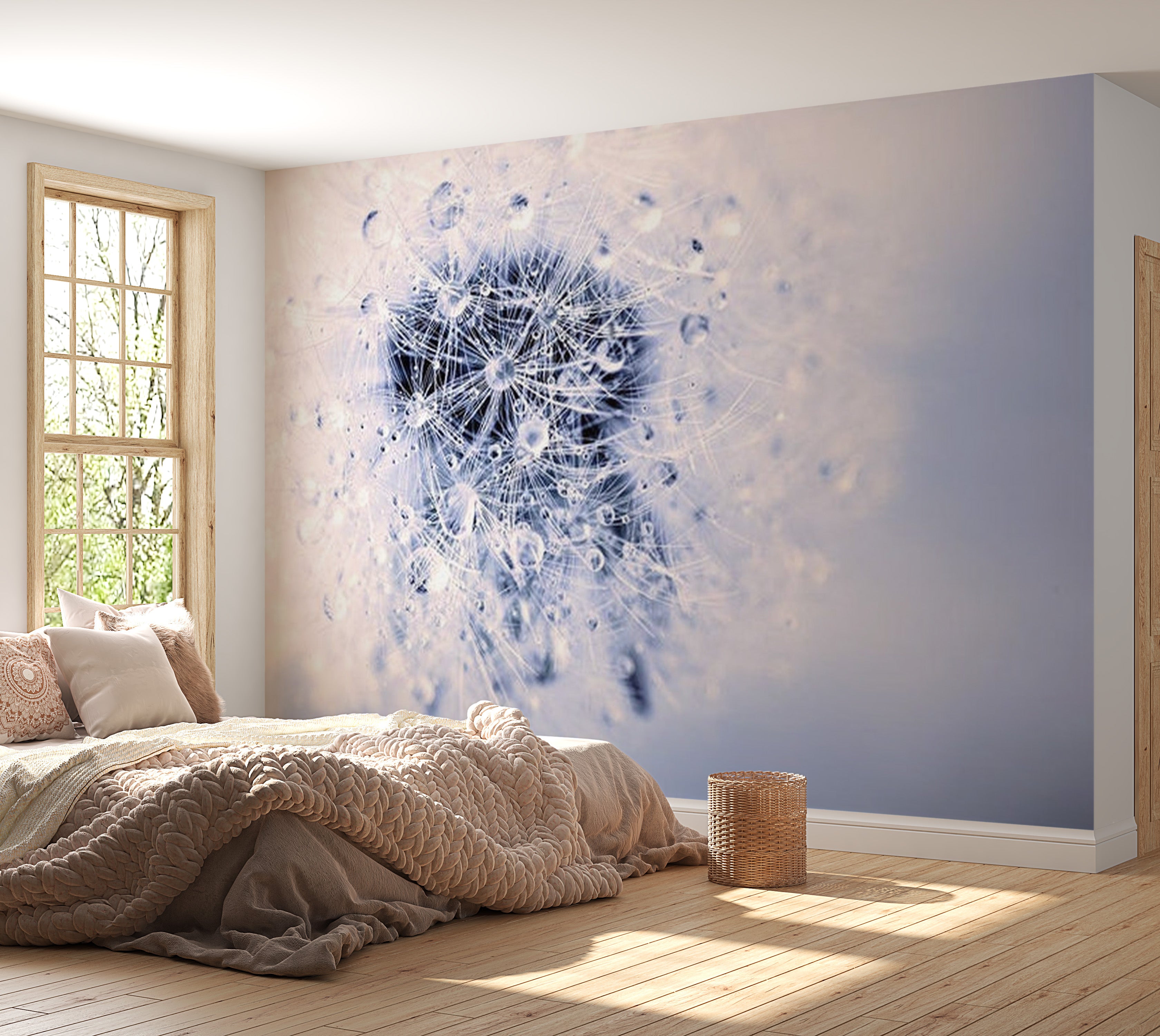 Floral Wallpaper Wall Mural - Morning Dandelion