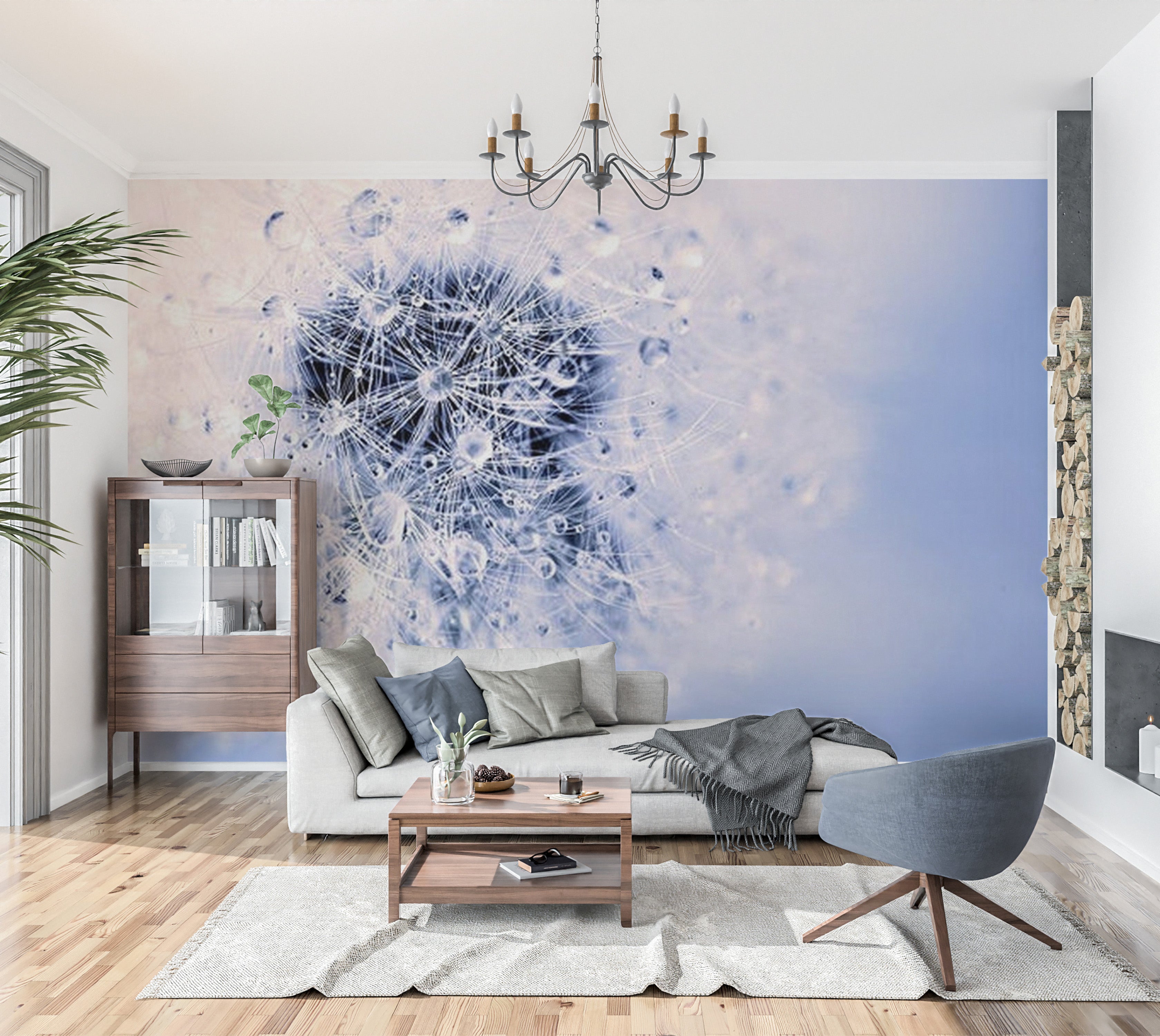 Floral Wallpaper Wall Mural - Morning Dandelion