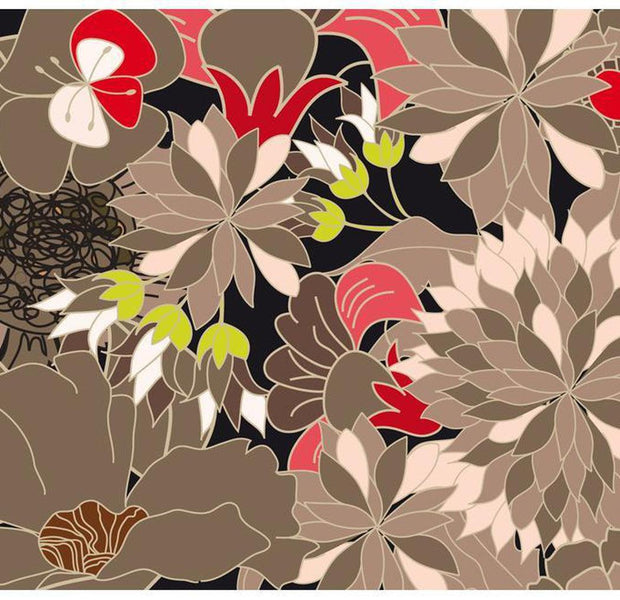 Floral Wallpaper Wall Mural - Floral Design Gray