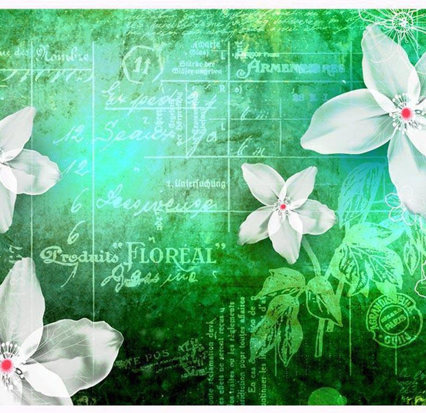 Floral Wallpaper Wall Mural - Floral Notes Green