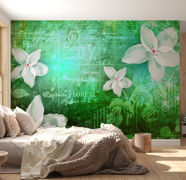 Floral Wallpaper Wall Mural - Floral Notes Green