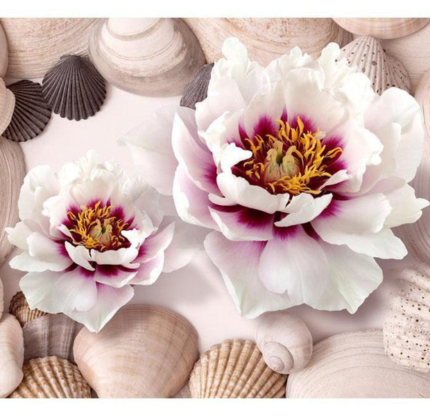 Floral Wallpaper Wall Mural - Flowers And Shells