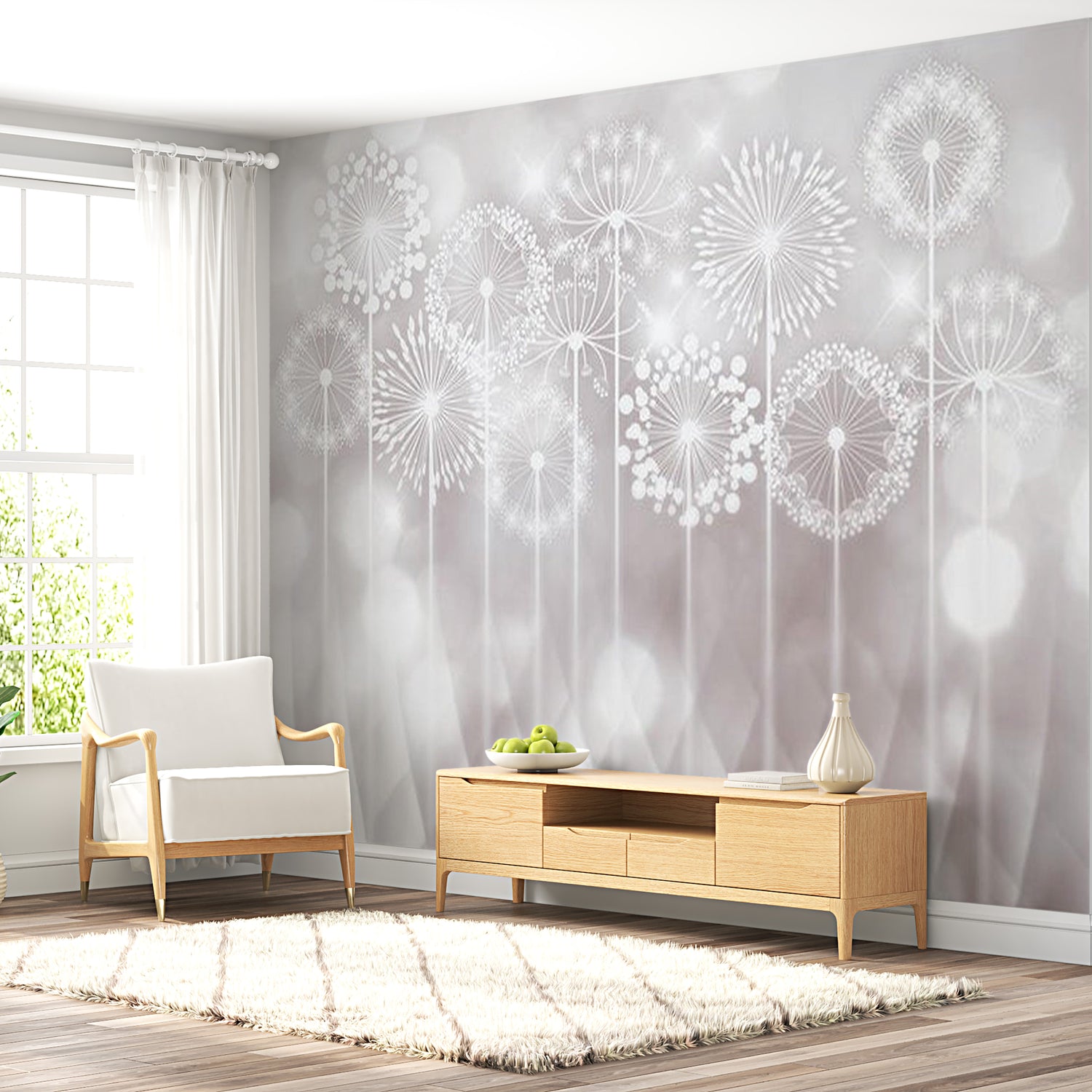 Floral Wallpaper Wall Mural - Dreamy Dandelions