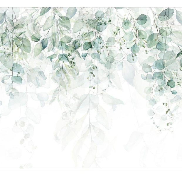 Floral Wallpaper Wall Mural - Watercolor Leaves