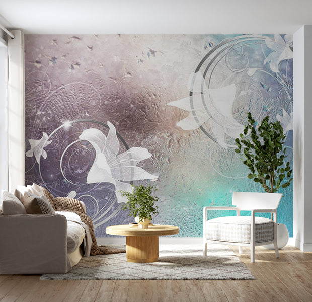 Floral Wallpaper Wall Mural - Glass Flowers