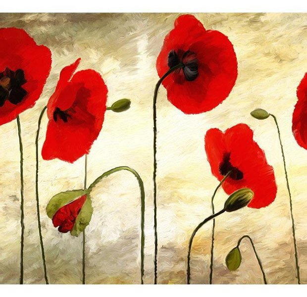 Floral Wallpaper Wall Mural - Golden Field Of Poppies