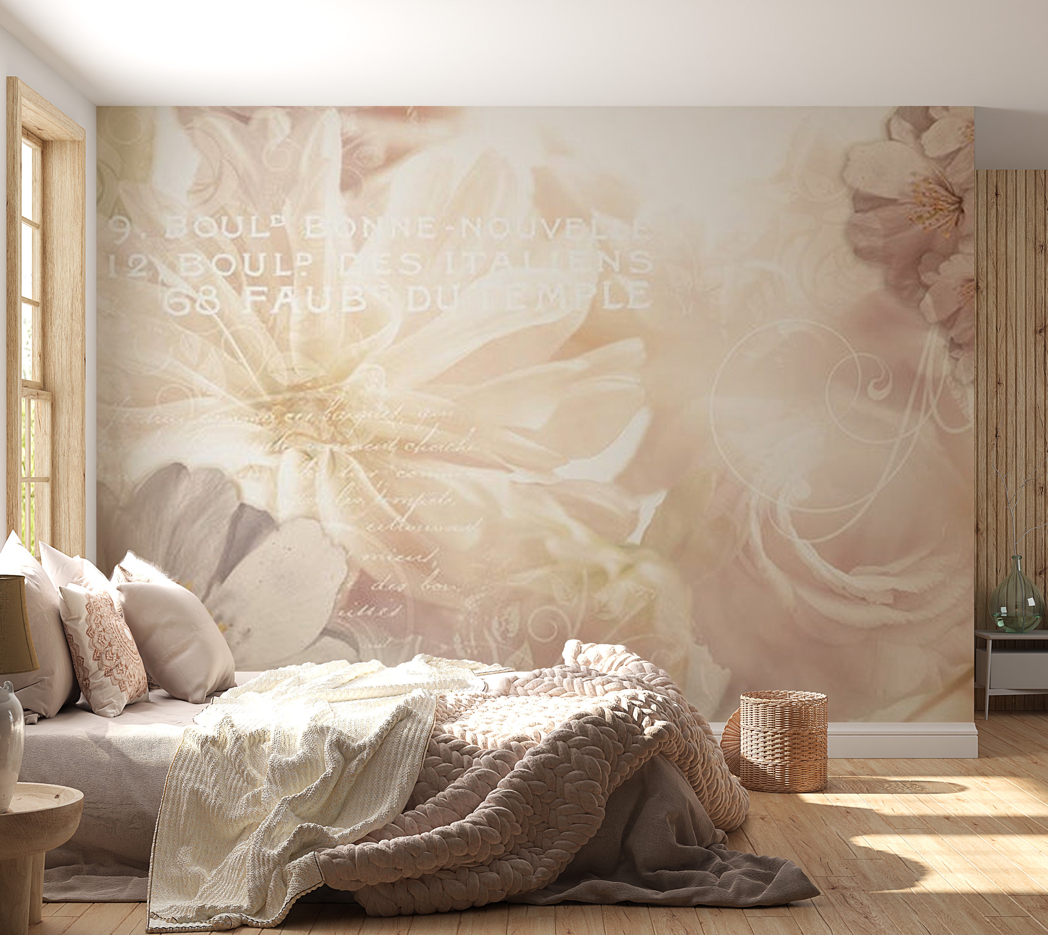 Floral Wallpaper Wall Mural - Soft Flower Collage