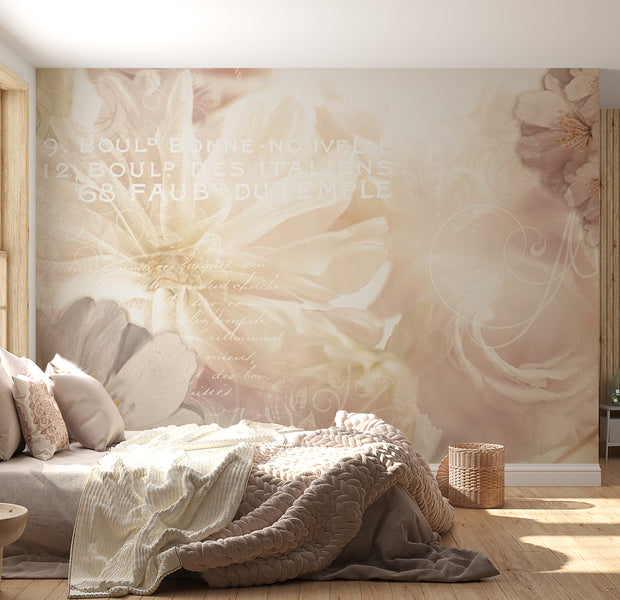 Floral Wallpaper Wall Mural - Soft Flower Collage