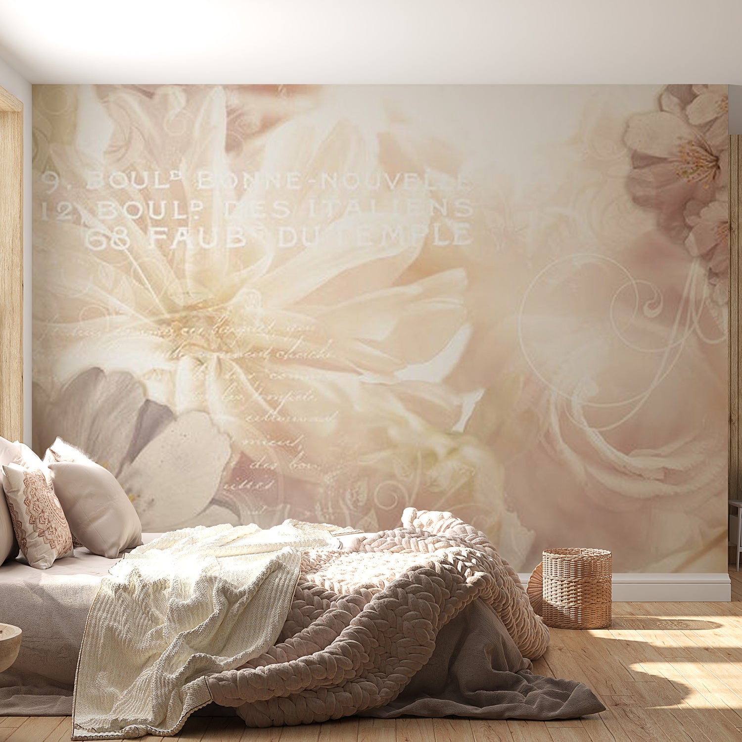 Floral Wallpaper Wall Mural - Soft Flower Collage
