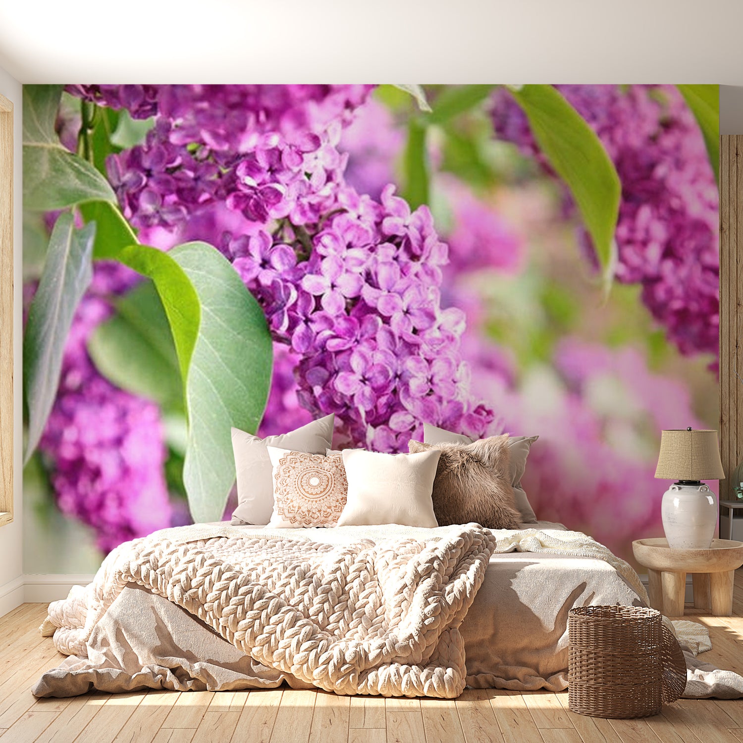Floral Wallpaper Wall Mural - Lilac Flowers