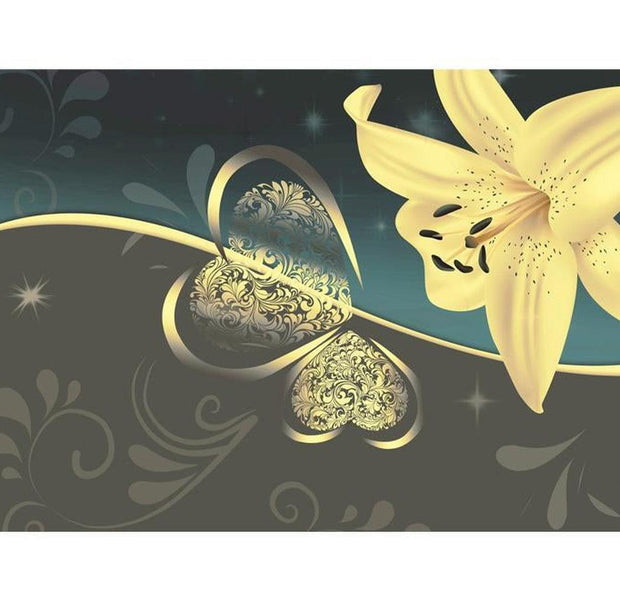 Floral Wallpaper Wall Mural - Lily In Shades Of Gray