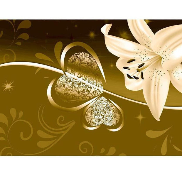 Floral Wallpaper Wall Mural - Lily In Shades Of Green