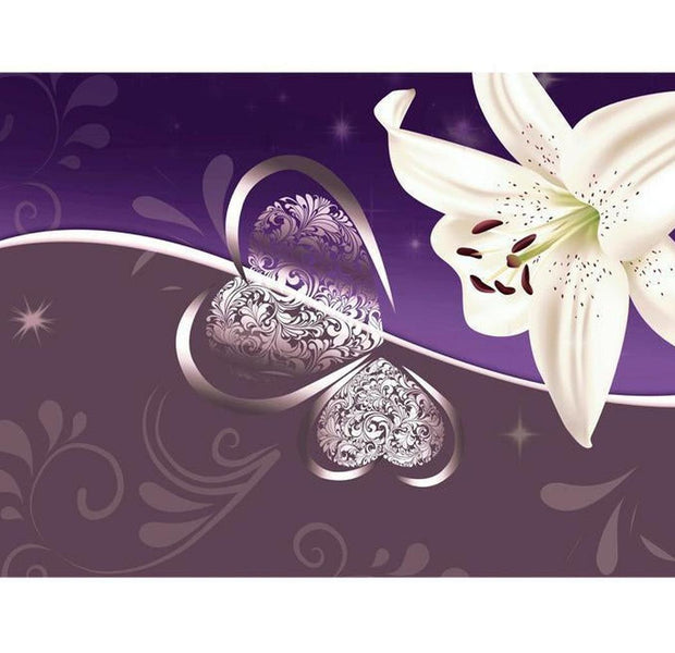 Floral Wallpaper Wall Mural - Lily In Shades Of Violet