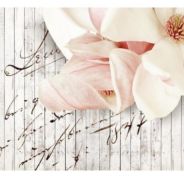 Floral Wallpaper Wall Mural - Flower Letter Wood