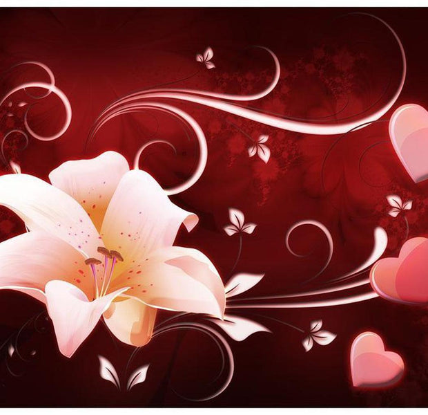 Floral Wallpaper Wall Mural - Love Message