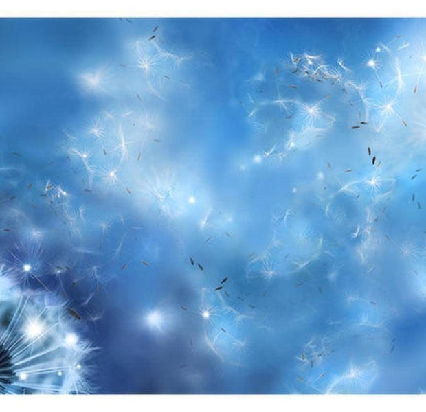 Floral Wallpaper Wall Mural - Blue Dandelion Magic